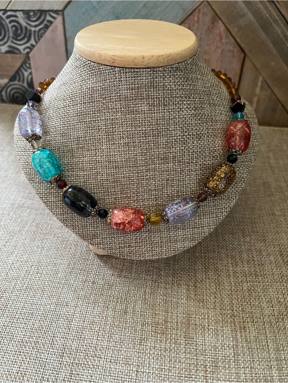 Multicolor Glass Bead Statement Necklace